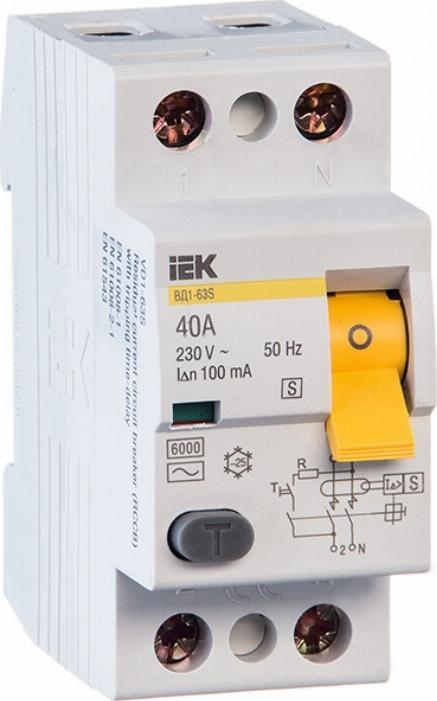 УЗО IEK ВД1-63S 2P 40А 100мА класс AC селективное - купить по выгодной ...
