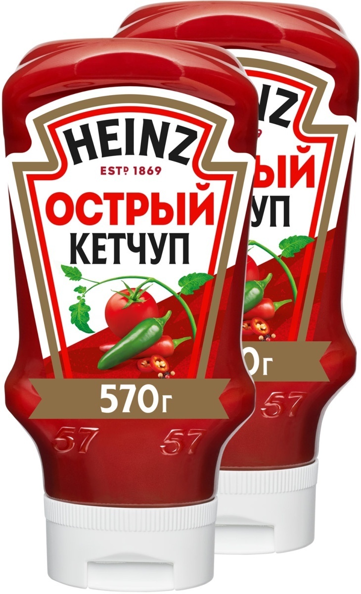 Характеристики Кетчуп Heinz Острый, 2 шт по 570 г, подробное описание ...