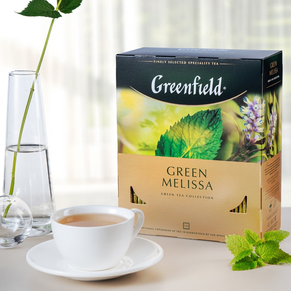 Чай в пакетиках greenfield черный 100. Чай зеленый Greenfield Green Melissa.