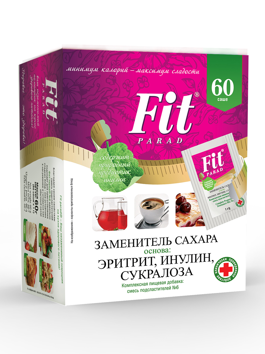 Сахарозаменитель ФитПарад №6 саше 60 шт. — купить в интернет-магазине ...