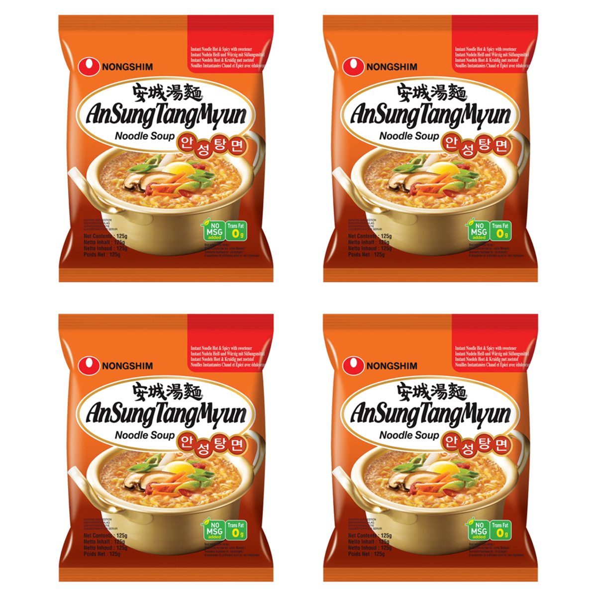 Лапша быстрого приготовления Ансонг Танмён Nongshim, (4 шт . по 125 г) -  купить с доставкой по выгодным ценам в интернет-магазине OZON (196526941)