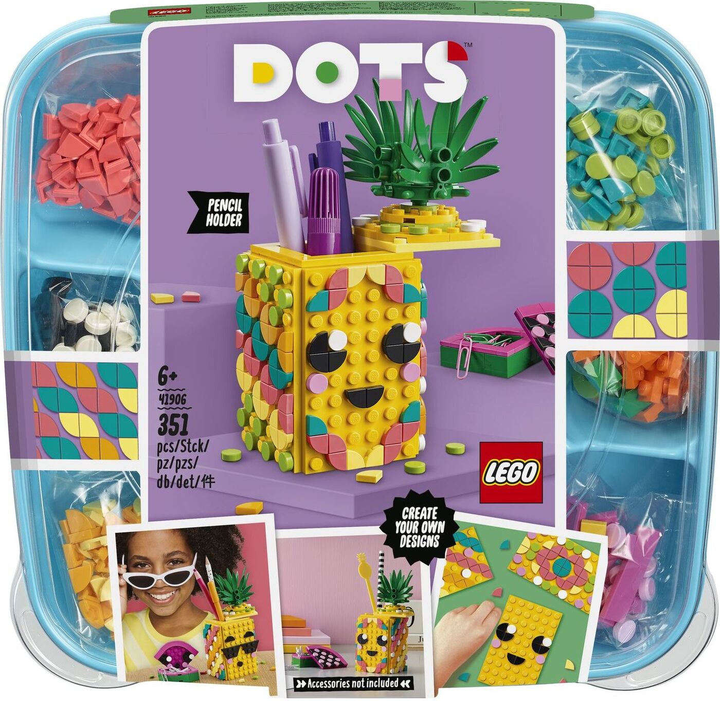 Набор для творчества LEGO DOTS 41906 Подставка для карандашей «Ананас ...
