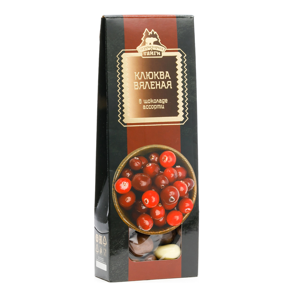 Клюква вяленая в шоколаде ассорти, шоколадные конфеты в коробке, 100 г ...