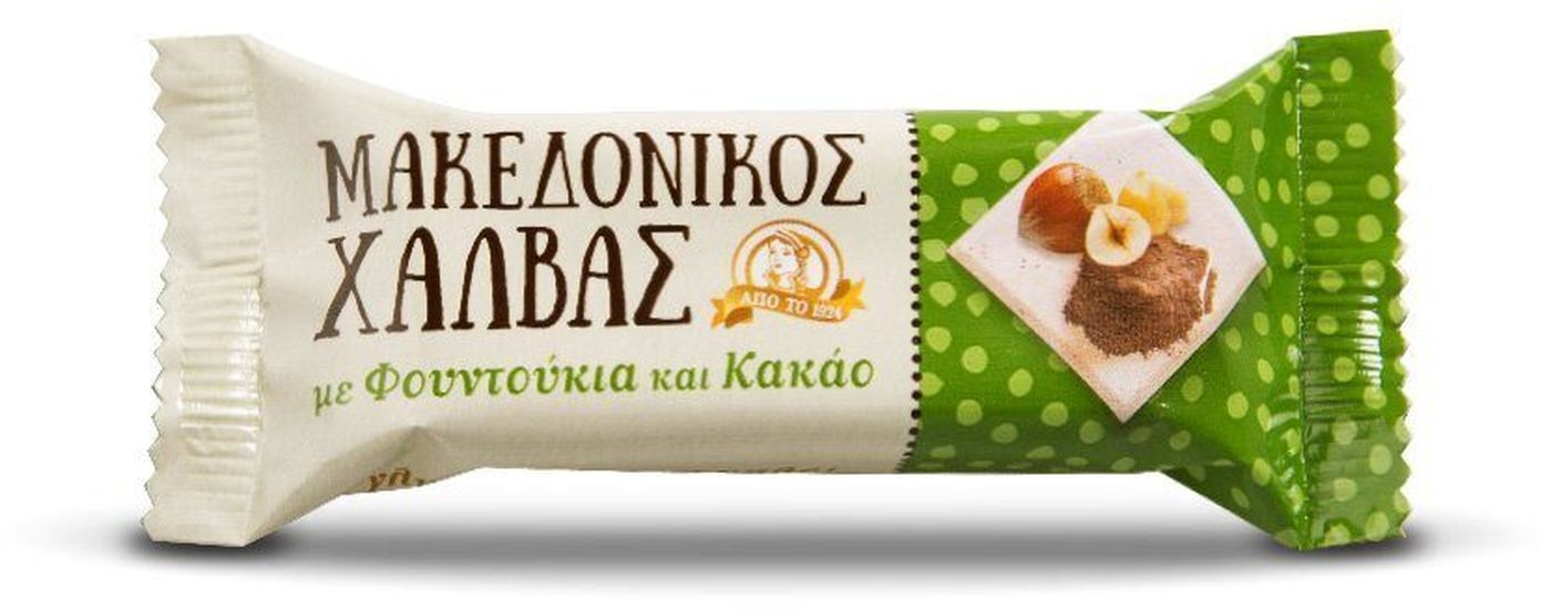 Халва Macedonian Halva, кунжутная с какао и фундуком, батончик, 40 г