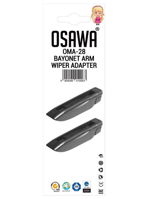 Адаптер OSAWA ОМА-28 / KM-8 тип крепления Bayonet arm / Переходник для щеток стеклоочистителя и дворников автомобиля