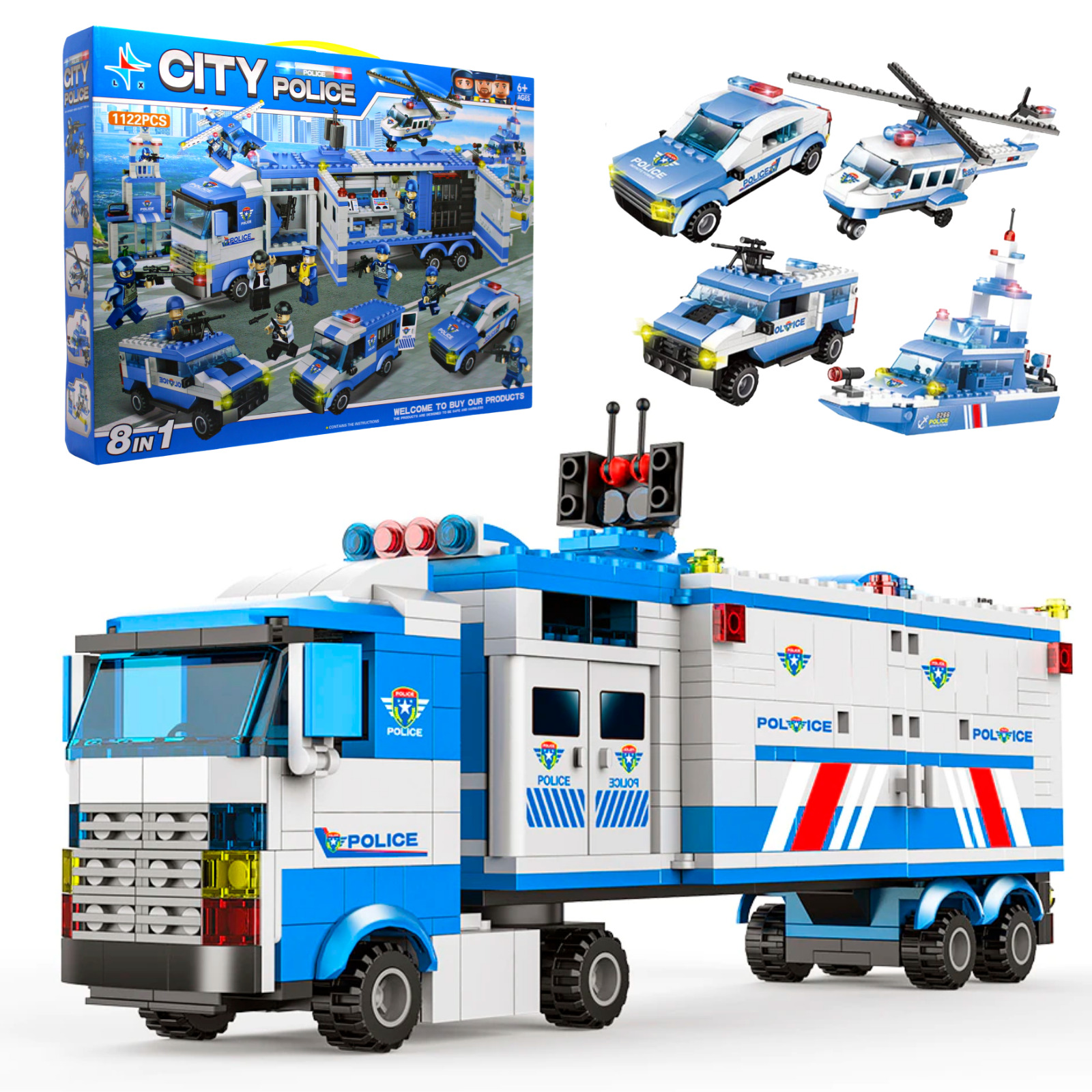 Конструктор Полиция City Police Полицейский фургон 8 в 1 1120+ деталей ...