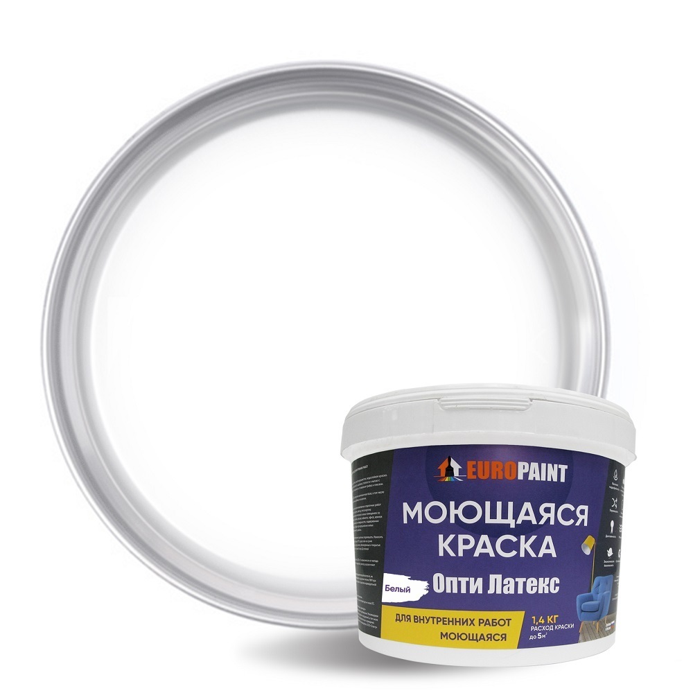Краска EUROPAINT декоративная белая для стен, обоев, потолка, дерева ...