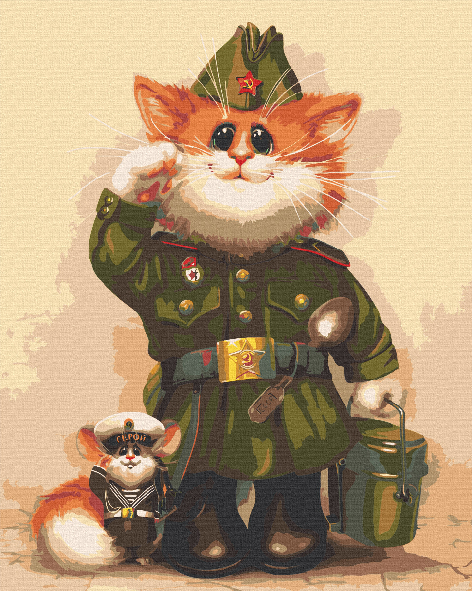 Военный котик рисунок