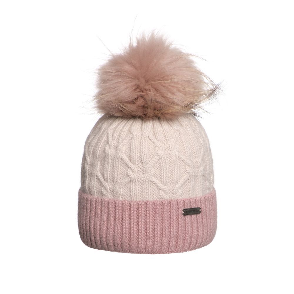 фото Шапка андерсен для девочки с помпоном на флисе розовый 54-56