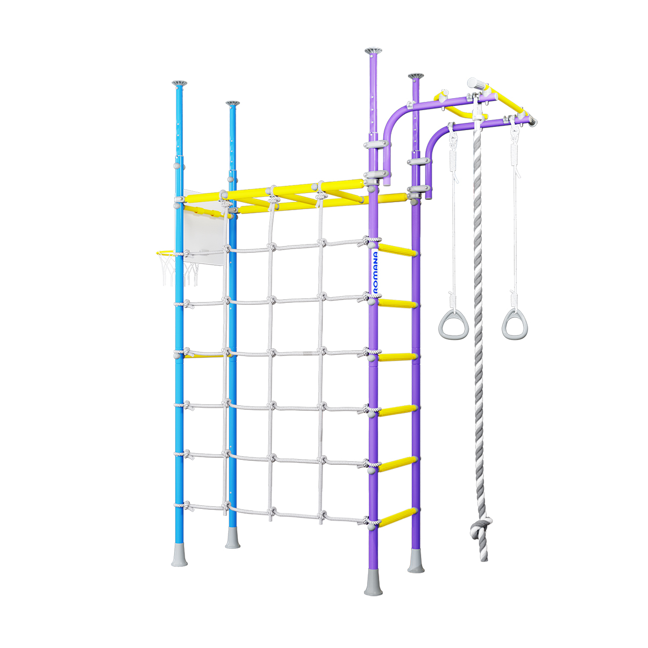 Шведская стенка, детский спортивный комплекс для дома Romana R4 сиреневый голубой
