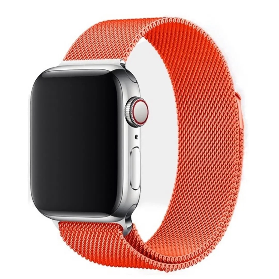 РемешокдлячасовAppleWatch,Миланскаяпетля,42-44-45мм,1-7,SE,оранжевый,металлический