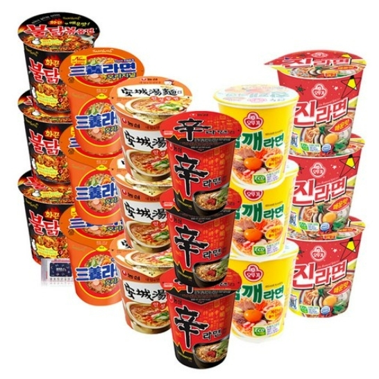 Ottogi, Nongshim, лапша из чашки самьян, 6 видов, 18 упаковок, мини ...