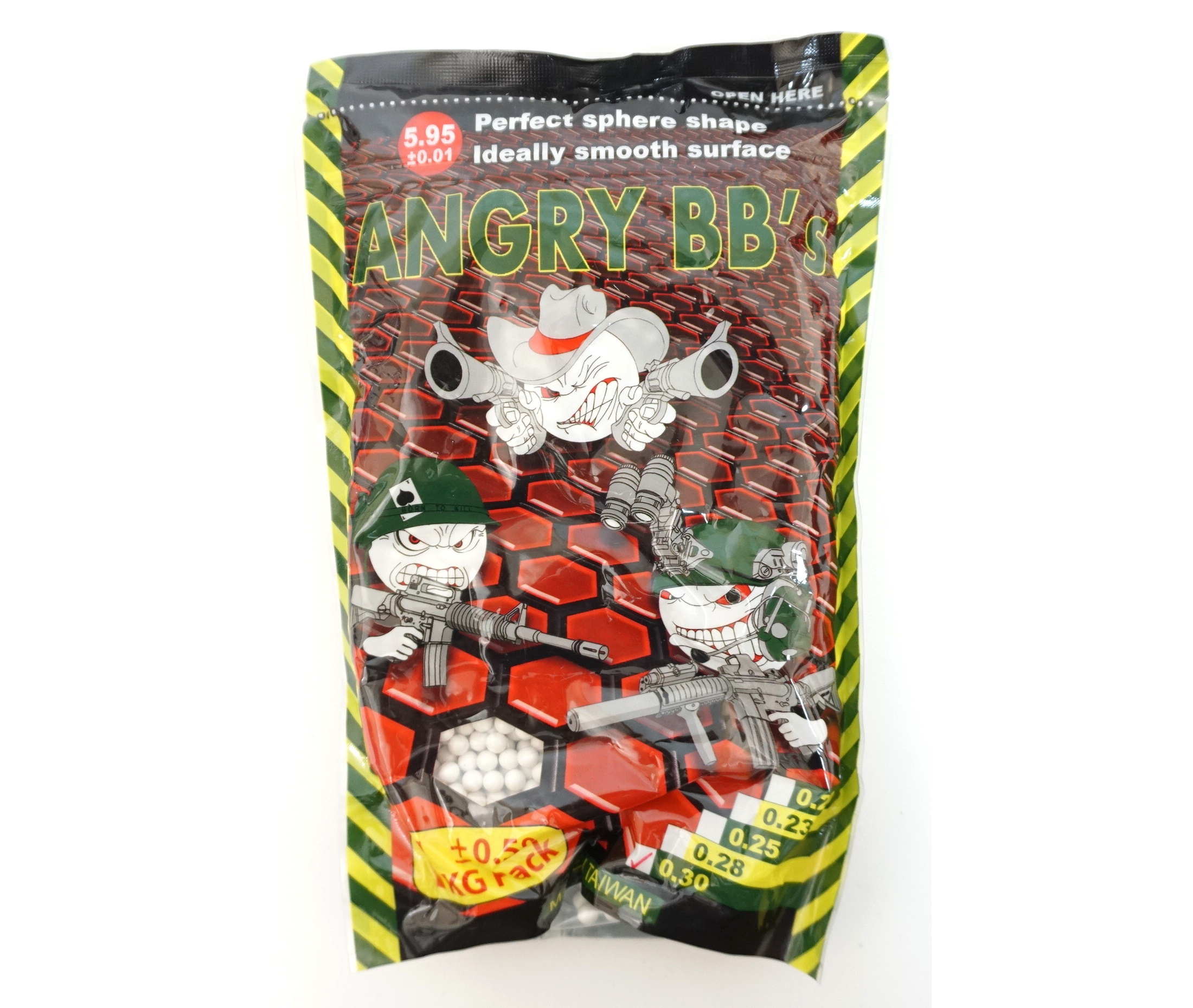 Шары для страйкбола Angry BB's 0,30 г, 3300 штук (1 кг, белые)