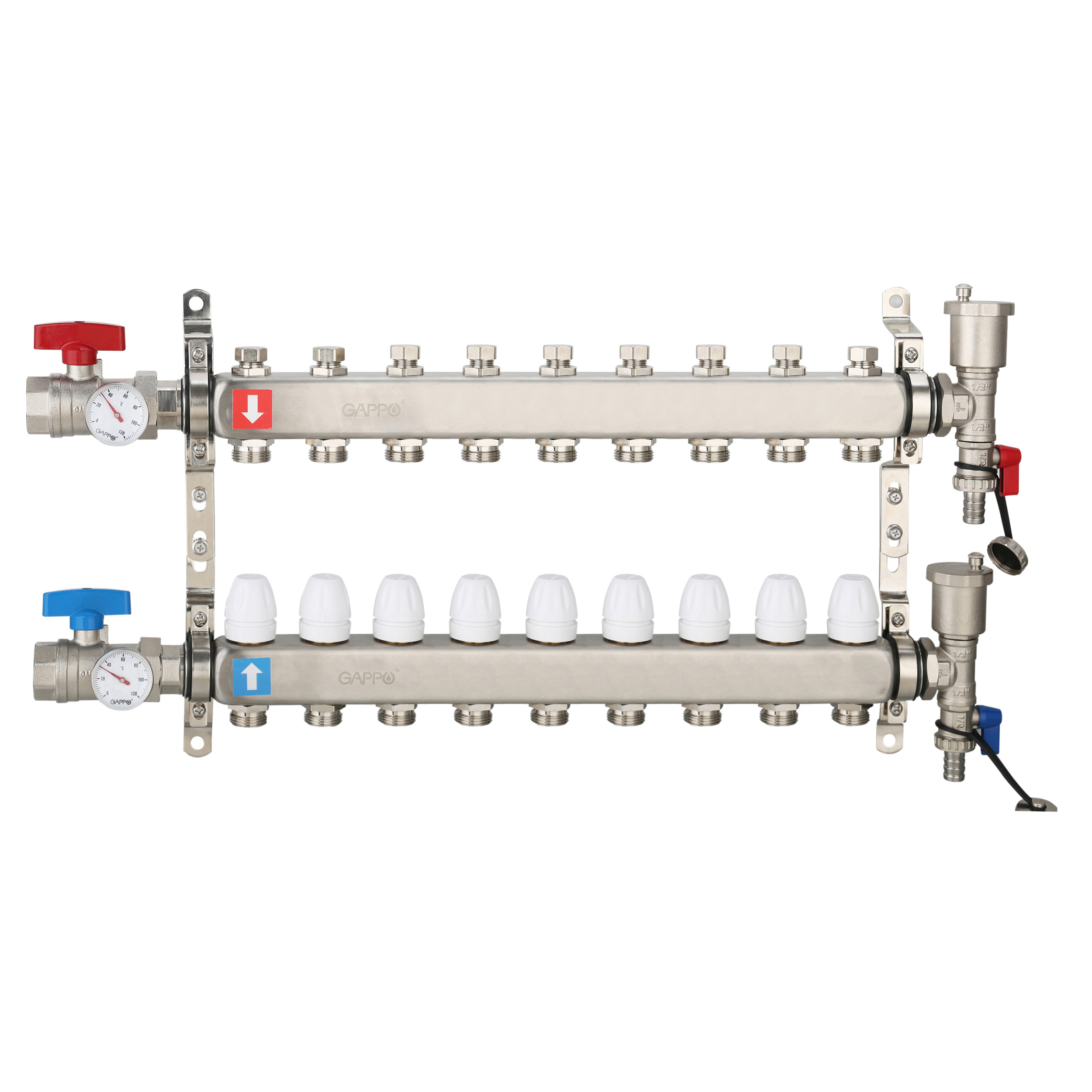 Коллектор регулируемый с запорными клапанами из нержавеющей стали Gappo ...
