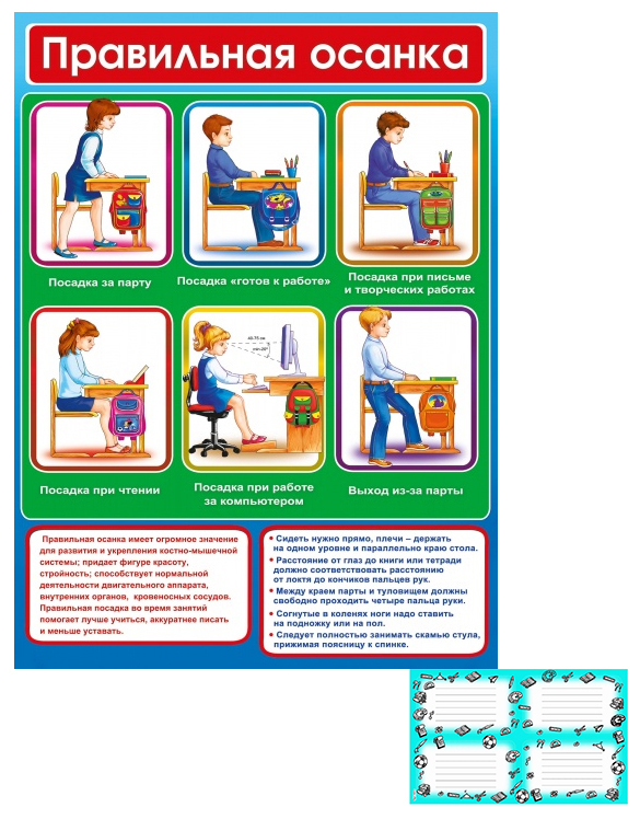 Правильная осанка за партой