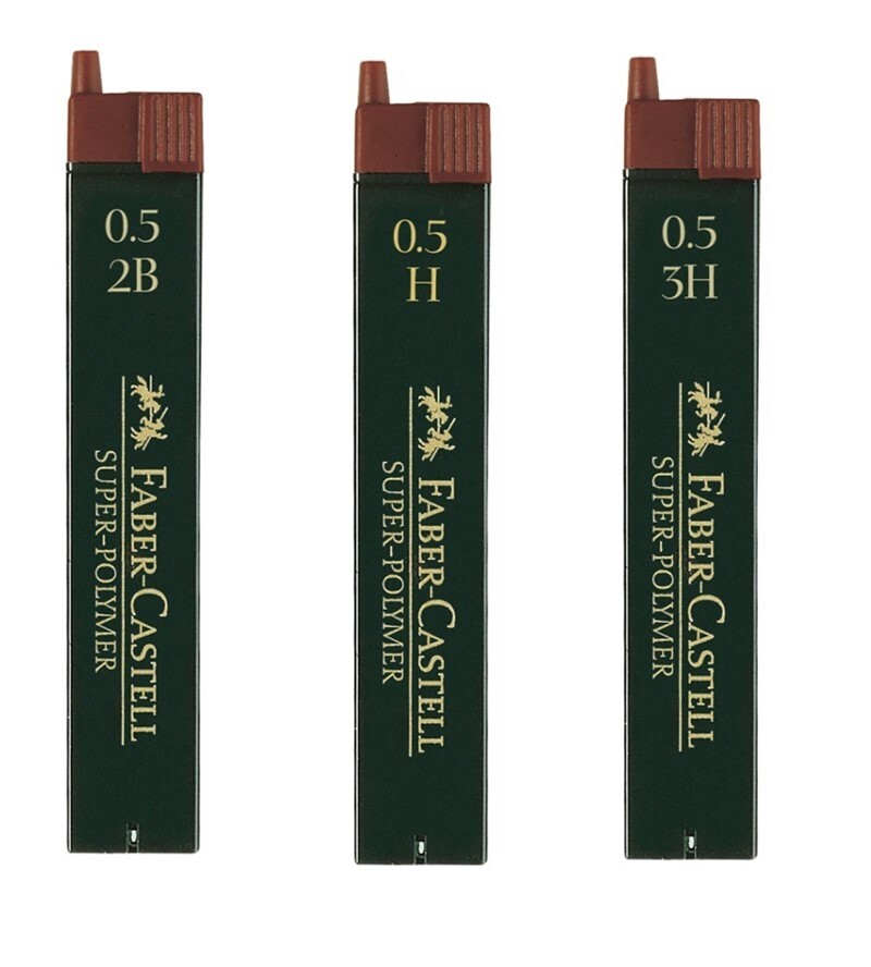 Грифели Faber-Castell Super-Polymer 0,5 мм, твердость 2B + H + 3H, 3 тубы по 12 шт.