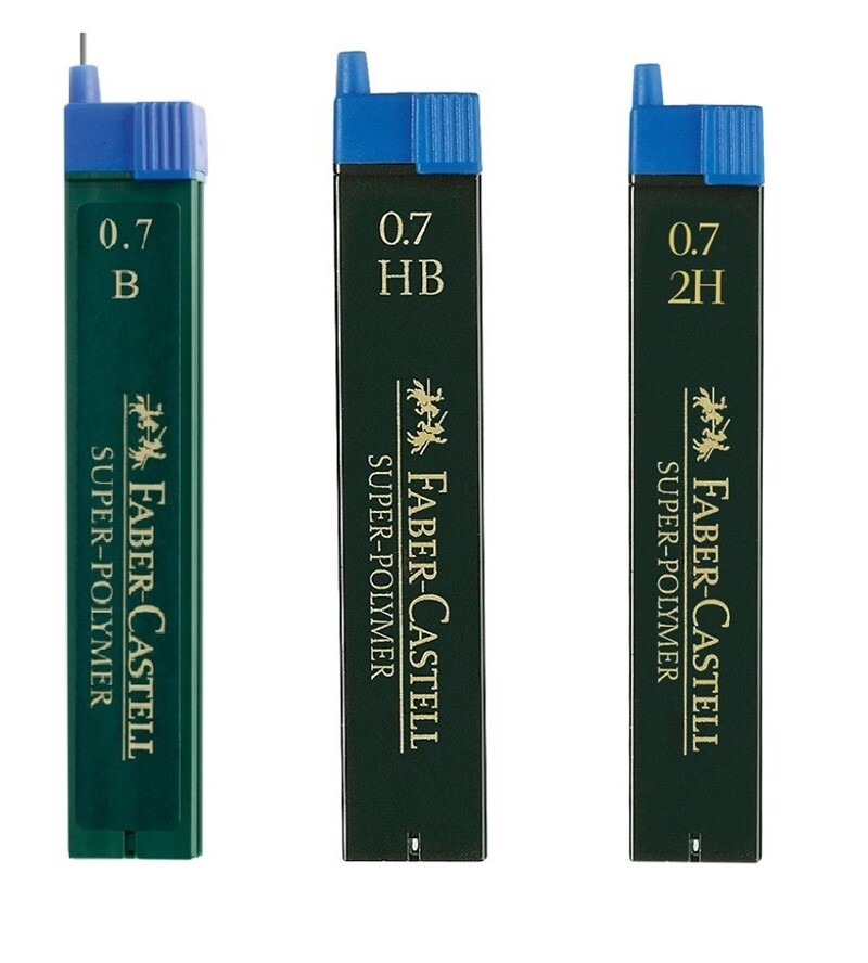 Грифели Faber-Castell Super-Polymer 0,7 мм, твердость B + HB + 2H, 3 тубы по 12 шт.