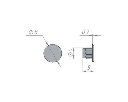 Заглушка мебельная 5 мм серая