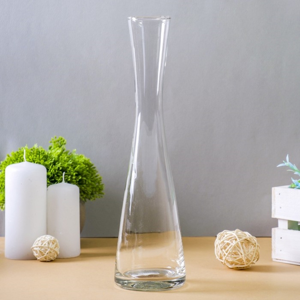 большая стеклянная ваза напольная прозрачная в интерьере