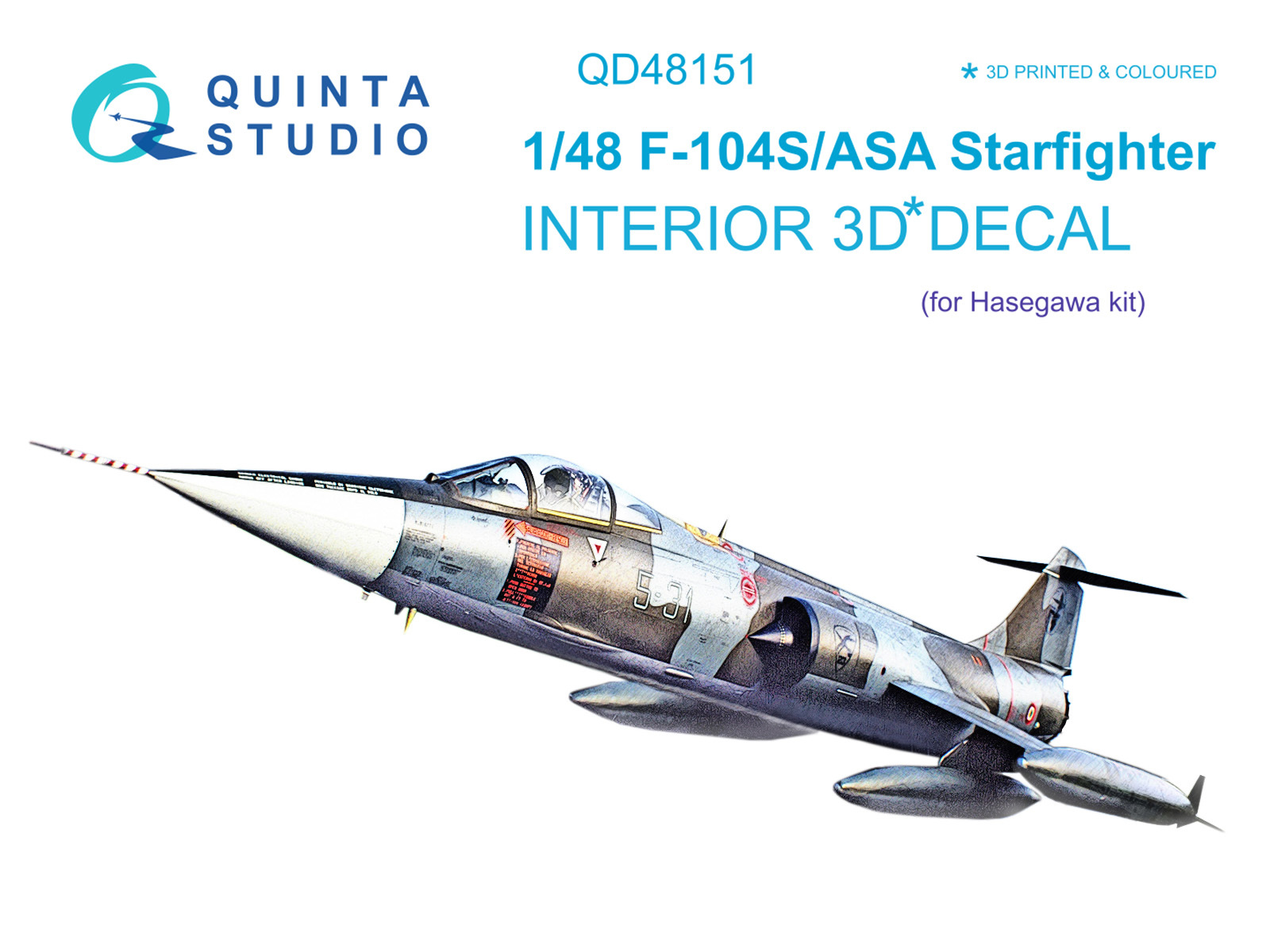 QuintaStudio3DДекальF-104S-ASA(Hasegawa),1/48,Цветной3dинтерьердлясборноймодели