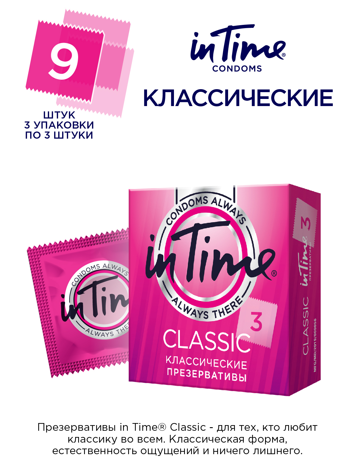 Презервативы латексные IN TIME Classic классические 9 шт - купить с  доставкой по выгодным ценам в интернет-магазине OZON (630937995)