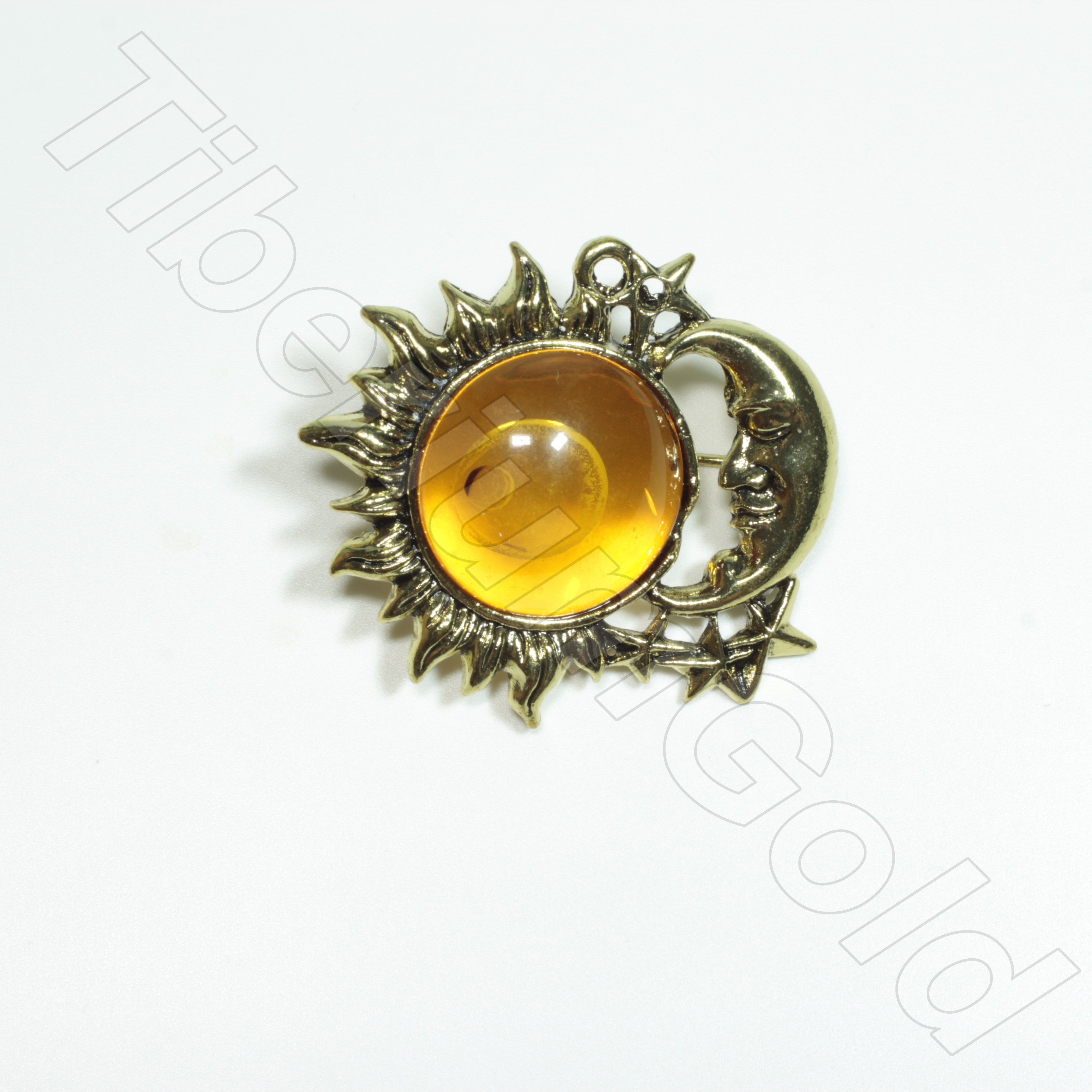 Брошь, форма" Солнце и Месяц" из минерала Янтарь. - купить с доставкой по выгодным ценам в интернет-магазине OZON (832034433)