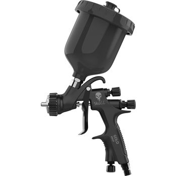 Пистолет окрасочный RRP Дюзы: 1.4 (профессиональный краскопульт) SKULL GOLD Spray gun с верхним пластиковым бачком