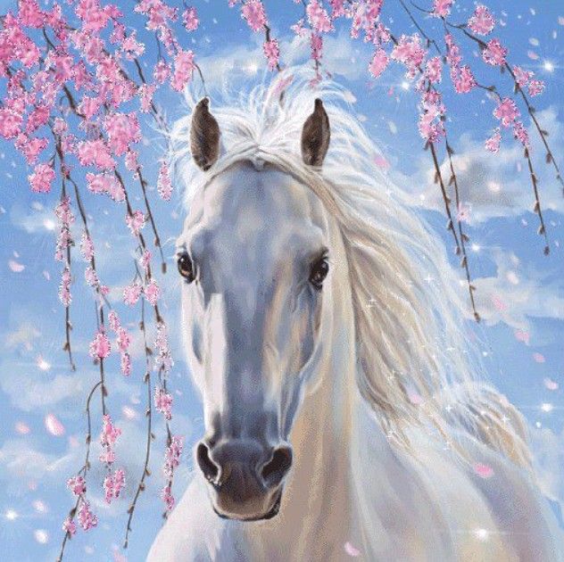 Рисунок лошадь с цветами