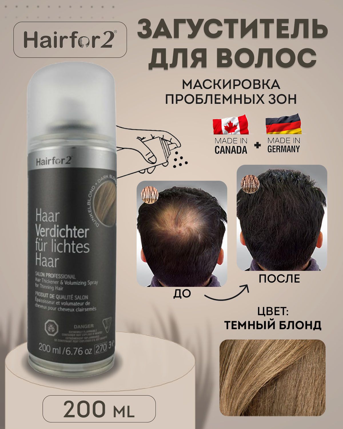 Hairfor2 Загуститель для волос, 200 мл