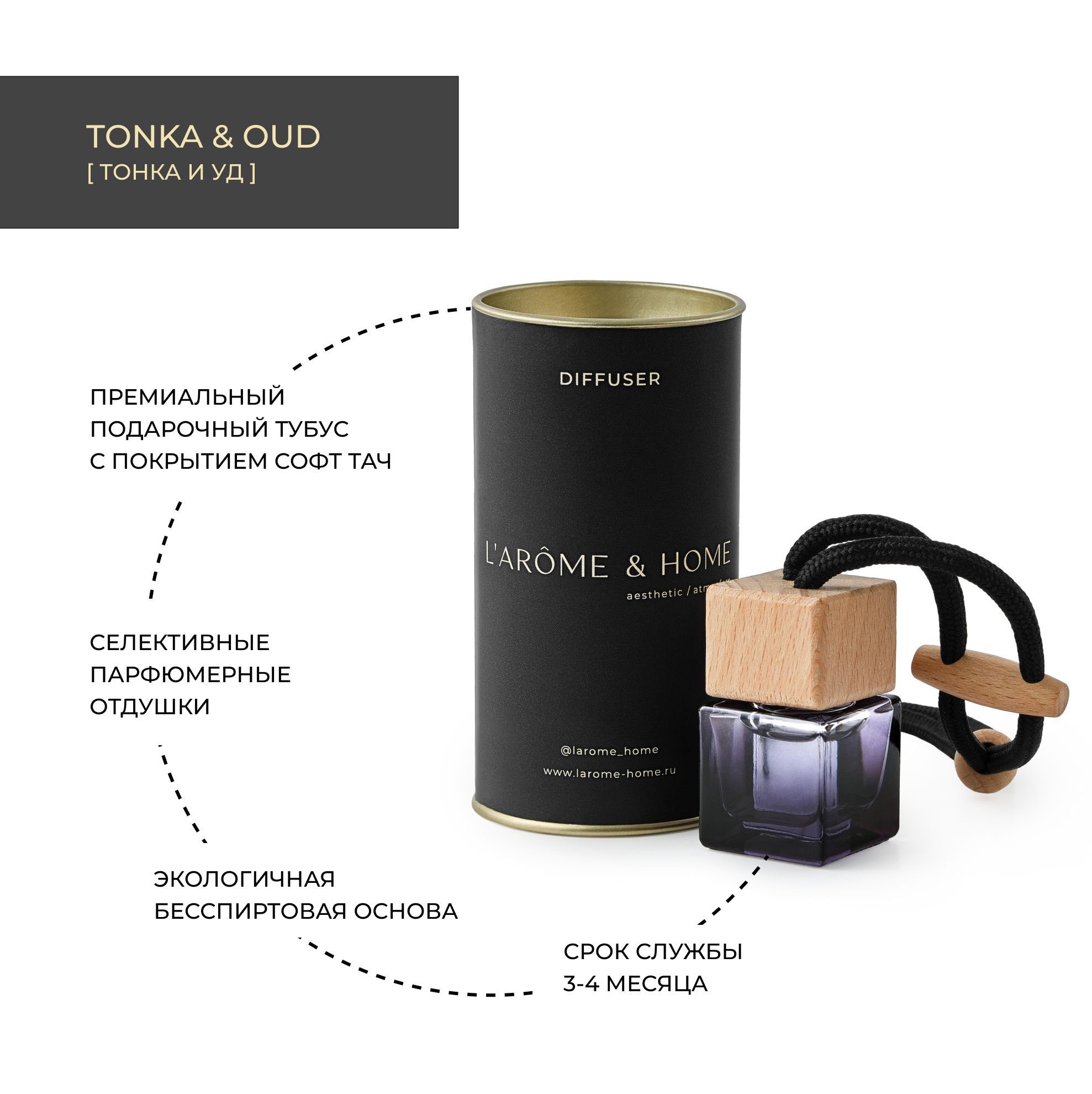 Автомобильный ароматизатор Larome & HOME, премиальный аромат Tonka & Oud -  Тонка и Уд, 7мл - купить с доставкой по выгодным ценам в интернет-магазине  OZON (726770554)