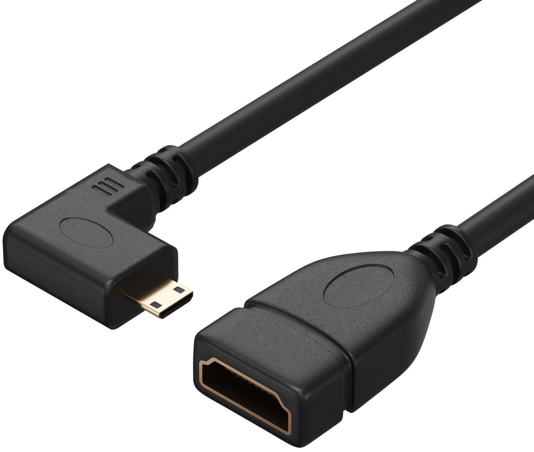 КабельпереходникадаптерGSMINAC22HDMI(F)-microHDMI(M)(270градусовугловойлевый)360градусов10см(Черный)