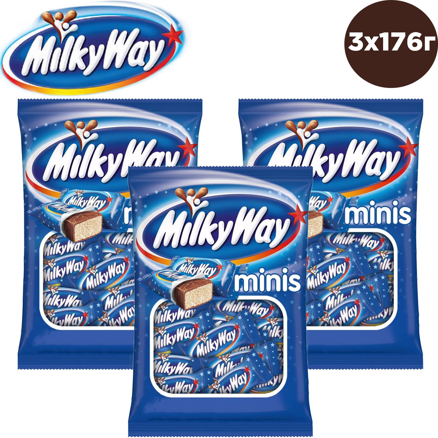 Milky Way Minis / Милки Вей Минис развесные конфеты, Суфле, Пакет, 176  гр*3шт. - купить с доставкой по выгодным ценам в интернет-магазине OZON  (736456006)