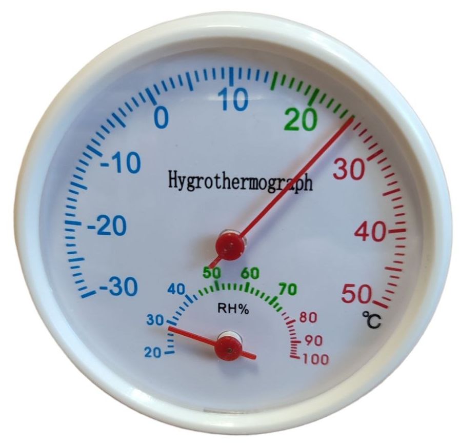 Термометр-гигрометр,диаметр65мм,цветбелый