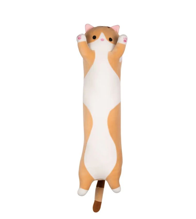 Кот батон большой. Мягкая игрушка подушка длинный кот-батон 70 см. Подушка обнимашка котик длинная 110 см. Длинный кот игрушка. Мягкая игрушка длинный кот подушка.