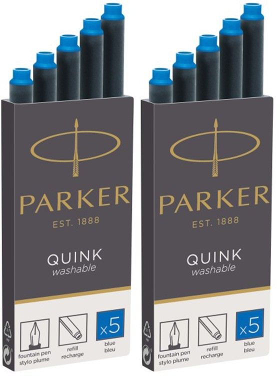 Картриджи Parker Quink Standard смываемые синие чернила, 2 упаковки