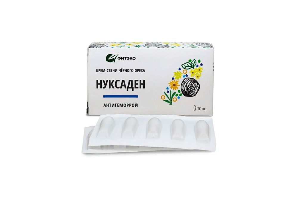 Крем-свечи Нуксаден Антигеморрой, 10 штук, Фитэко — купить в интернет ...