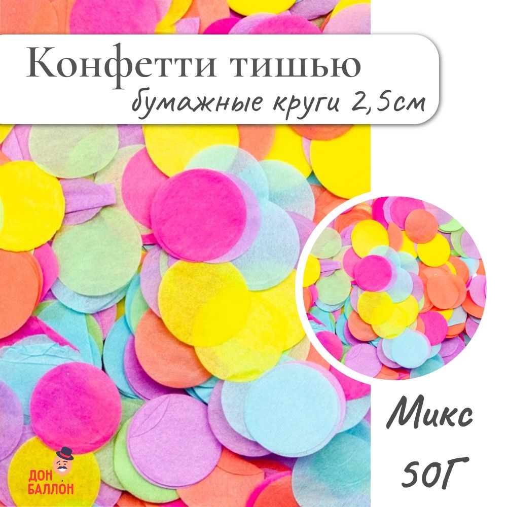 Конфетти Круги разноцветные, тишью 50г/ Конфетти для праздника