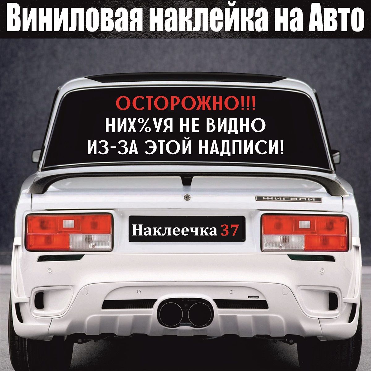 Наклейка на Авто, Осторожно! Ничего не видно из-за этой надписи. 60/20 см,  цвет белый, 1 шт - купить по выгодным ценам в интернет-магазине OZON  (834786015)