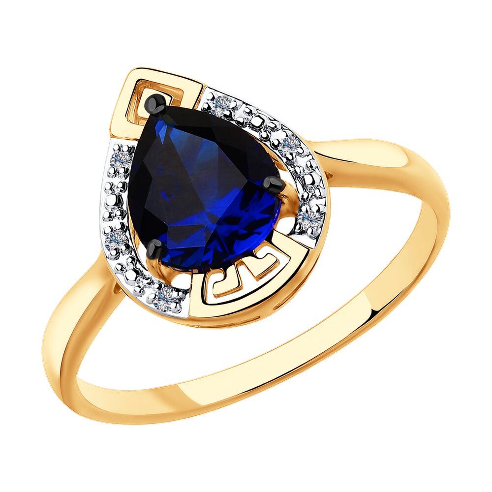 Кольцо из золота с бриллиантами и сапфировым корундом ЯХОНТ Золотой Арт. 2714718