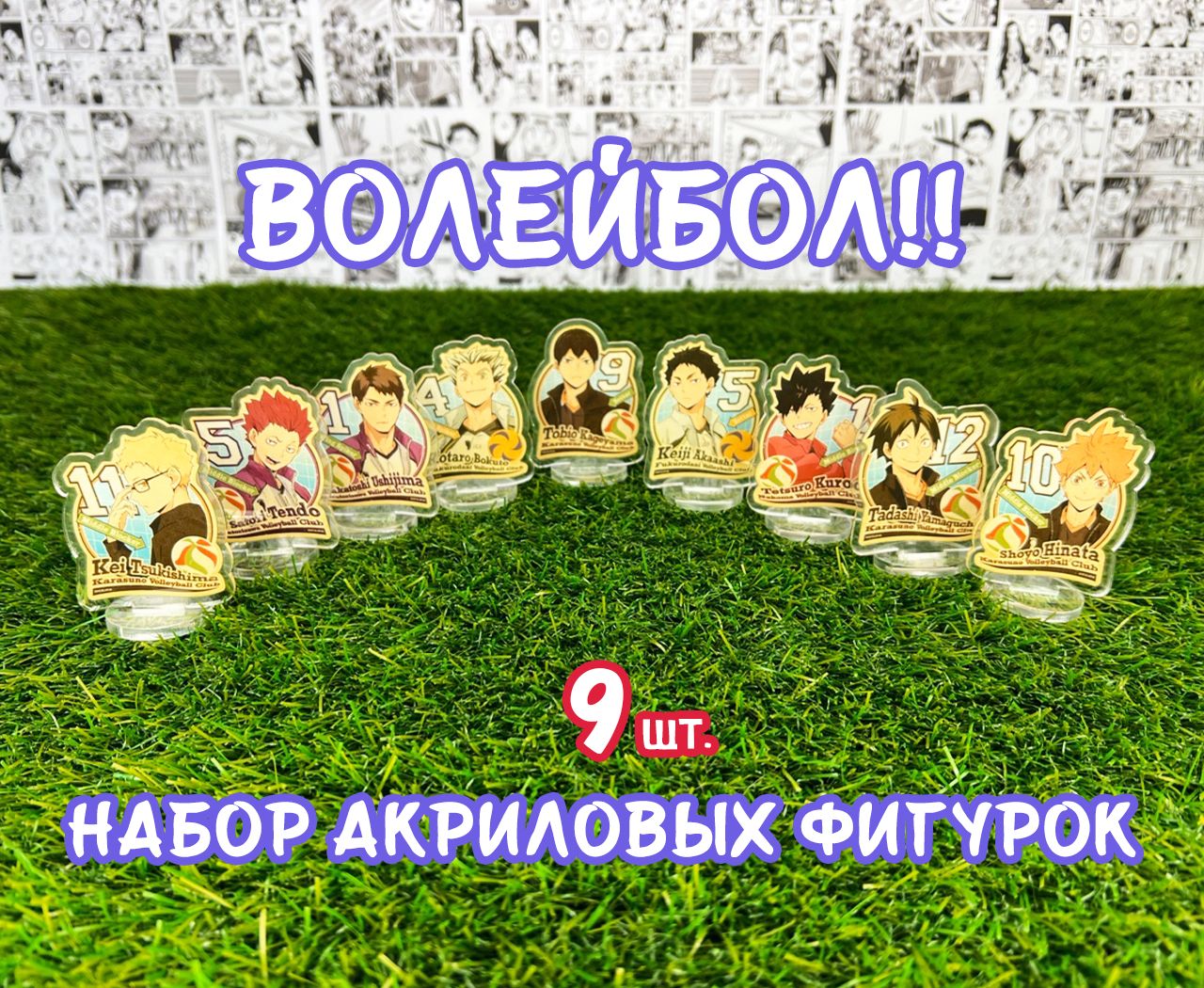 Акриловые фигурки аниме Волейбол!! набор из 9шт. (2D стенды)/ Haikyuu!!