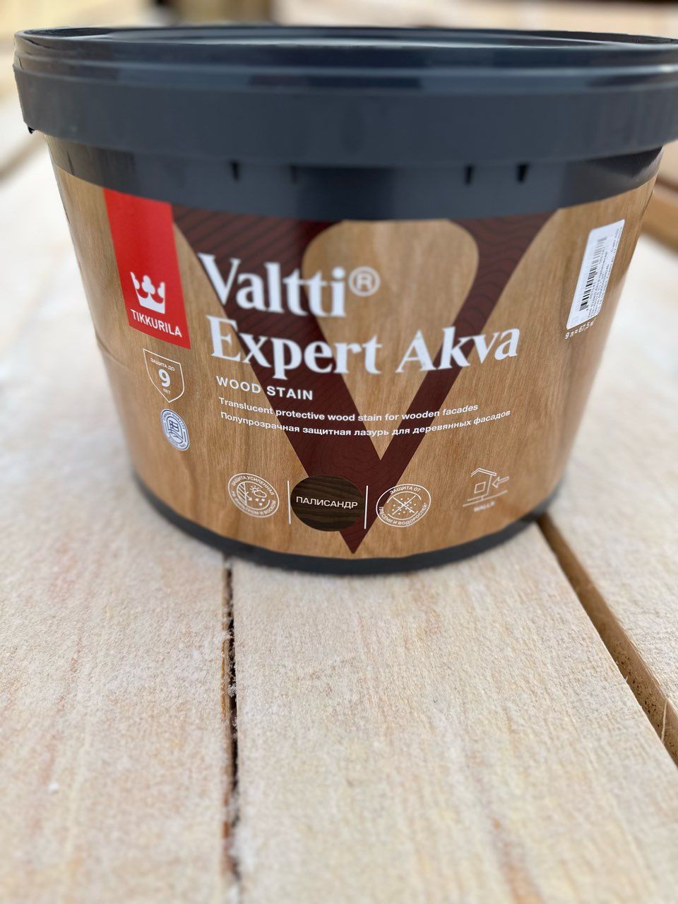 TIKKURILA Valtti Expert Akva БЕСЦВЕТНЫЙ (9 л), высокоэффективная  декоративно-защитная ЛАЗУРЬ (лак + пропитка) с воском для защиты и отделки  деревянных ...