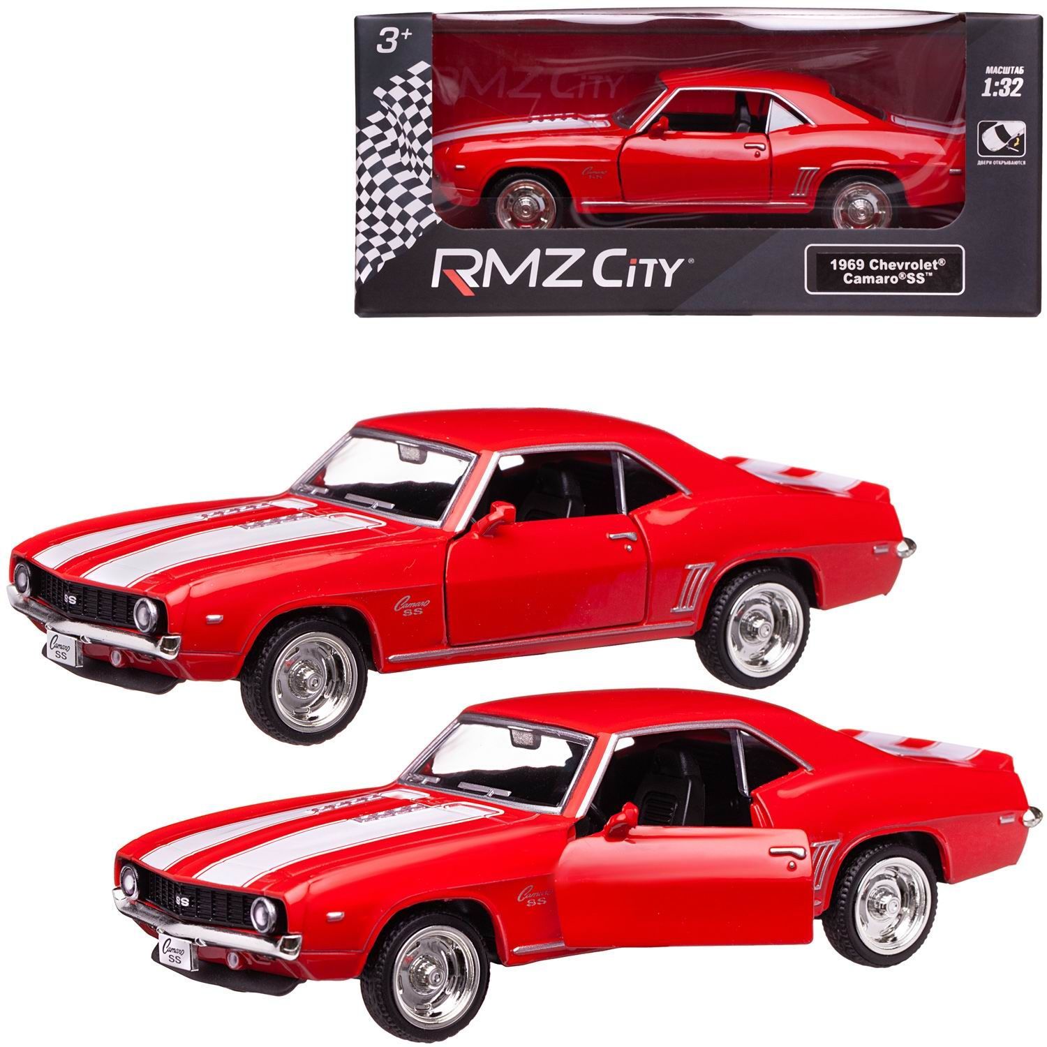 Машина металлическая RMZ City 1:32 Chevrolet Camaro 1969, красный цвет,  двери открываются - купить с доставкой по выгодным ценам в  интернет-магазине OZON (859875046)