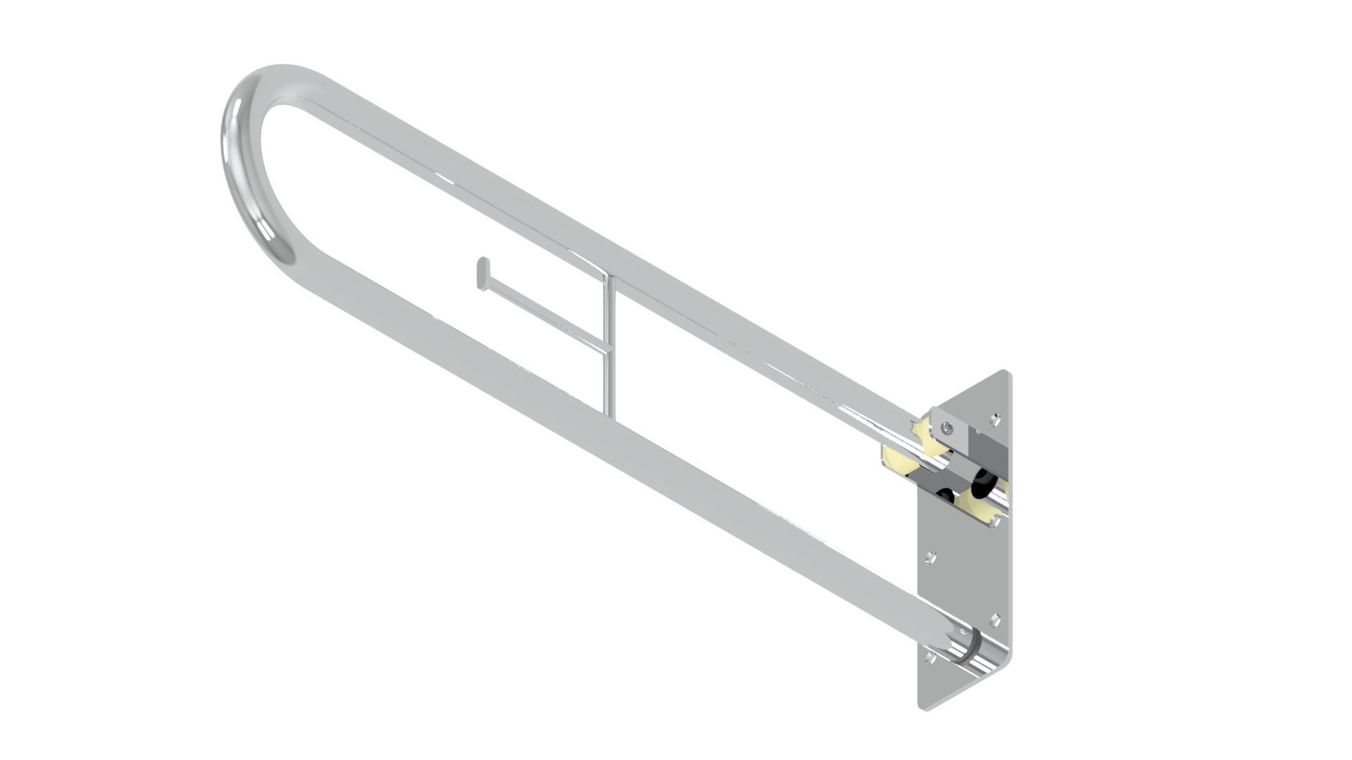 Поручень для туалета настенный откидной с бумагодержателем