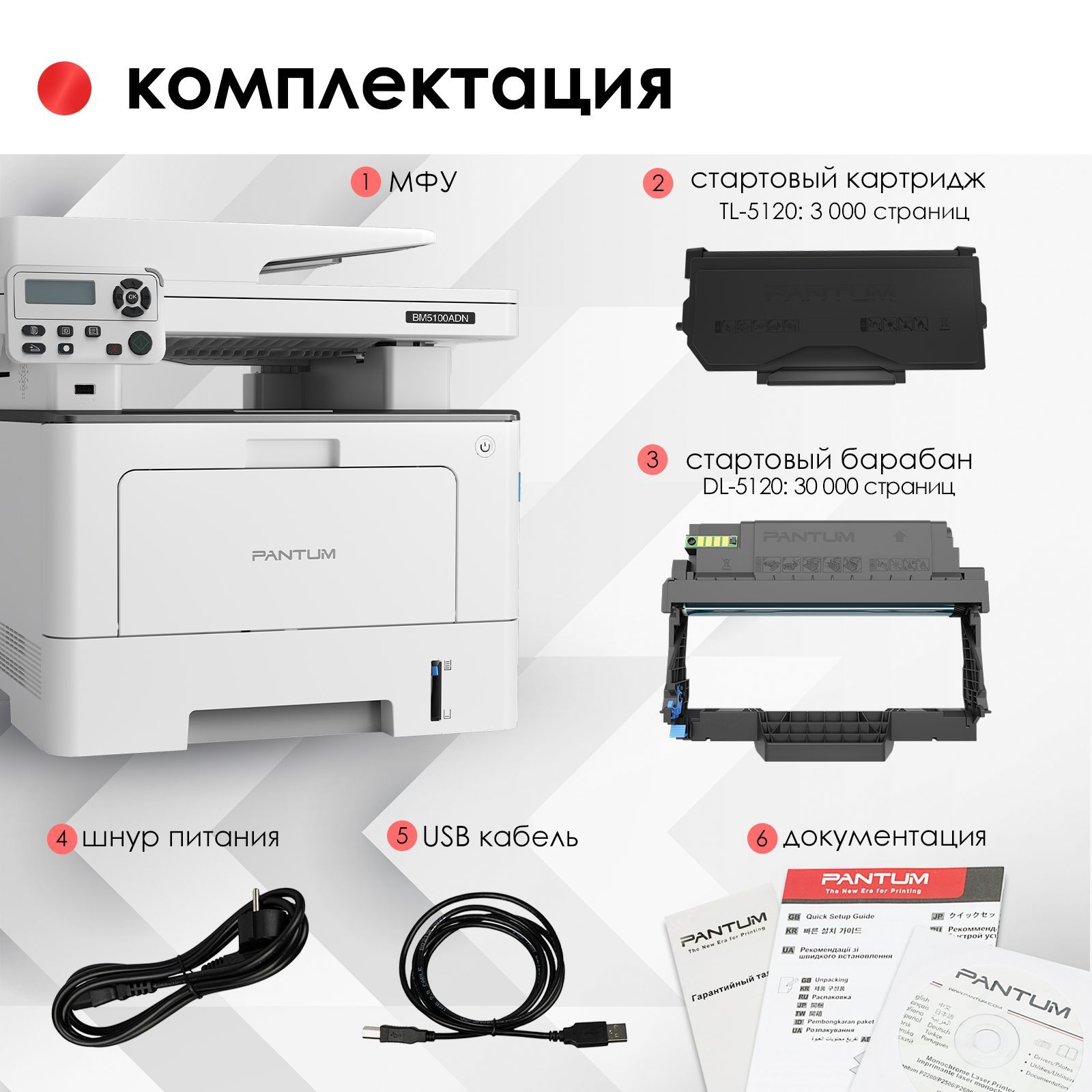 МФУЛазерноеPantumBM5100ADN,двусторонняяпечать,двустороннеесканирование,USB,LAN