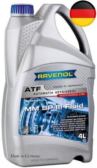 Трансмиссионная жидкость RAVENOL ATF MM SP-III Fluid, синтетическая, 4 л