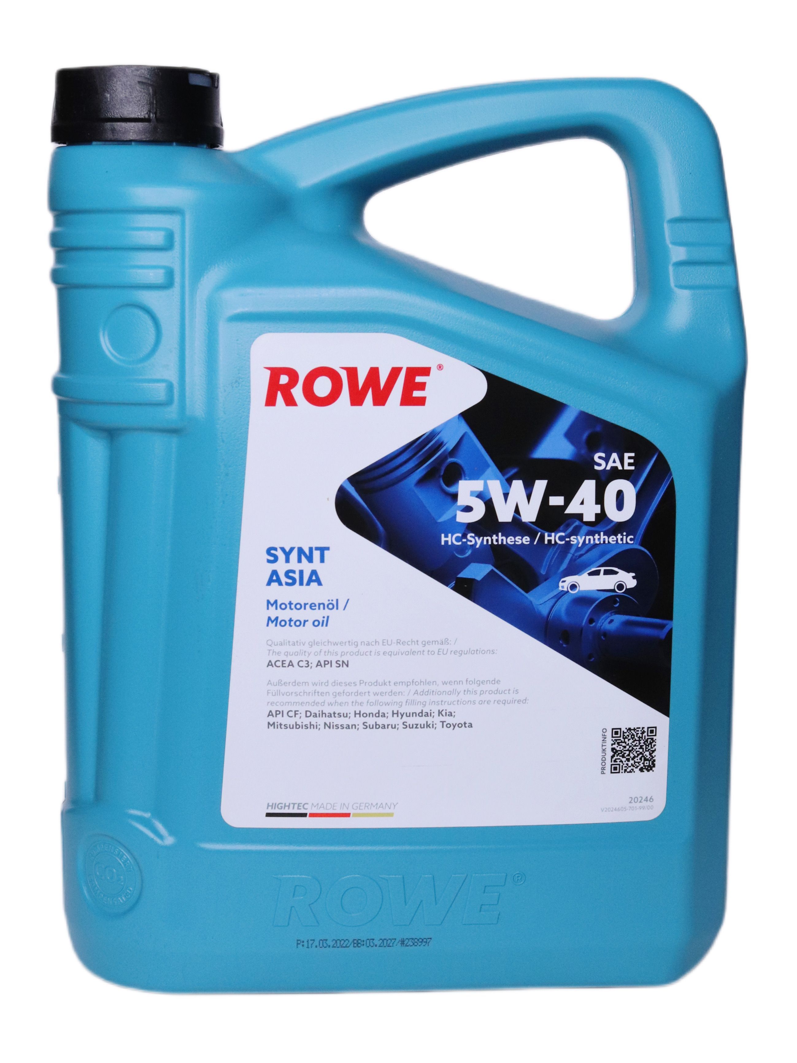 ROWE 5W-40, Масло моторное, Синтетическое, 4 л