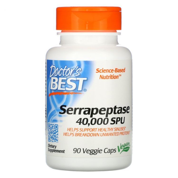 Doctor's Best, Serrapeptase, Серрапептаза, 40 000 SPU, 90 капсул