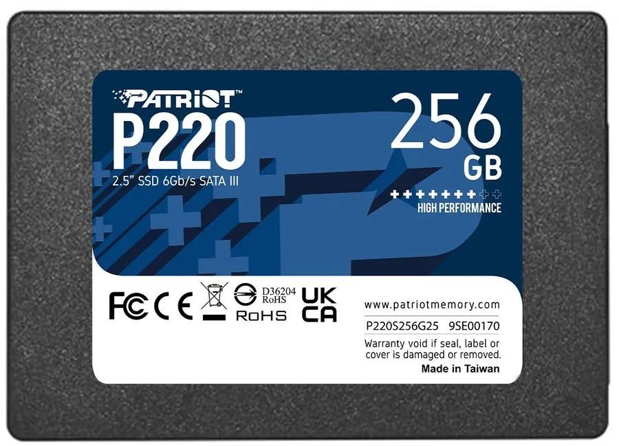 Patriot Memory 256 ГБ Внутренний SSD-диск P220 2.5" SATA3 6.0 Гбит/с (P220S256G25)