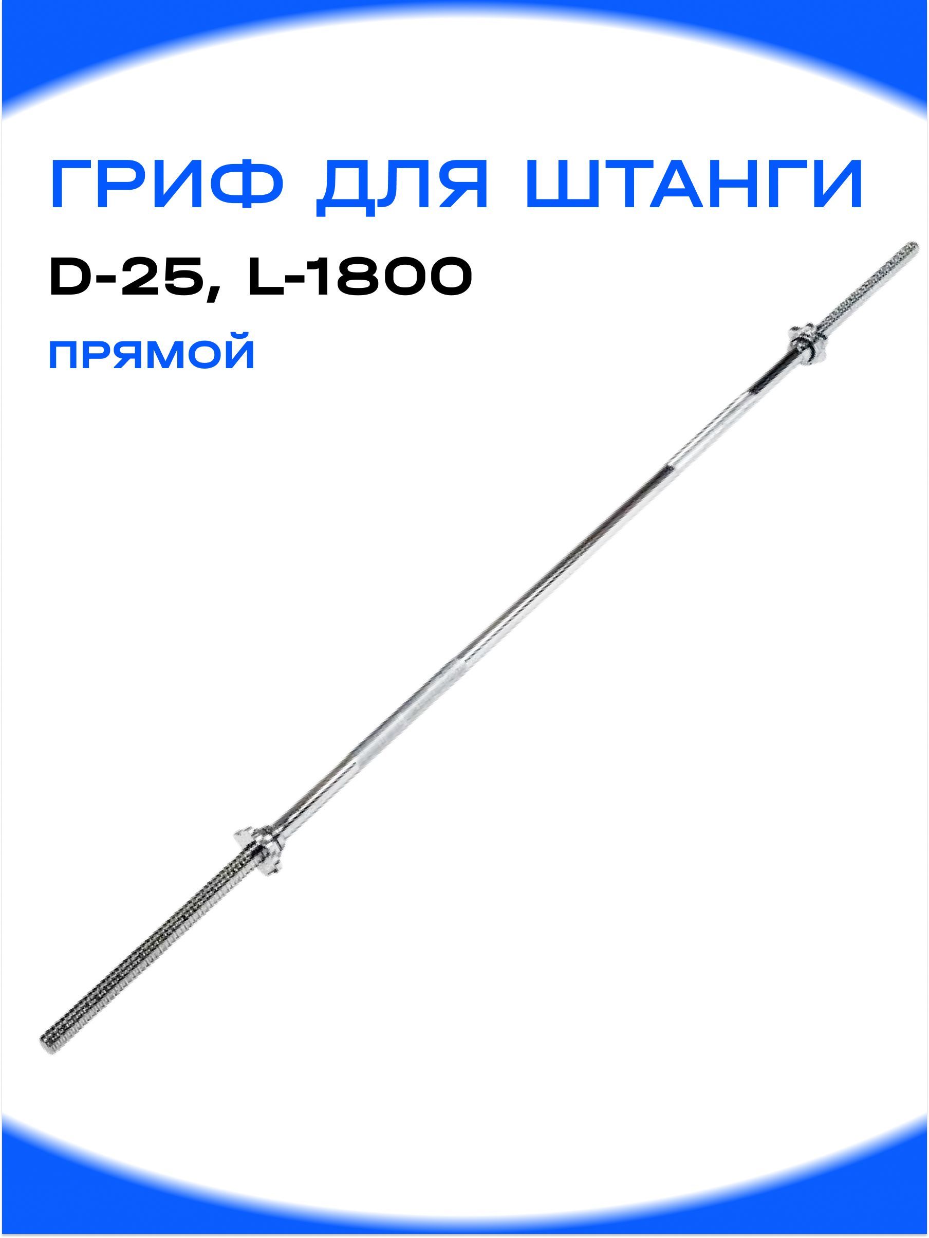 Прямой гриф для штанги PROFI-FIT, D-25, 180 см, замок-гайки Вейдера