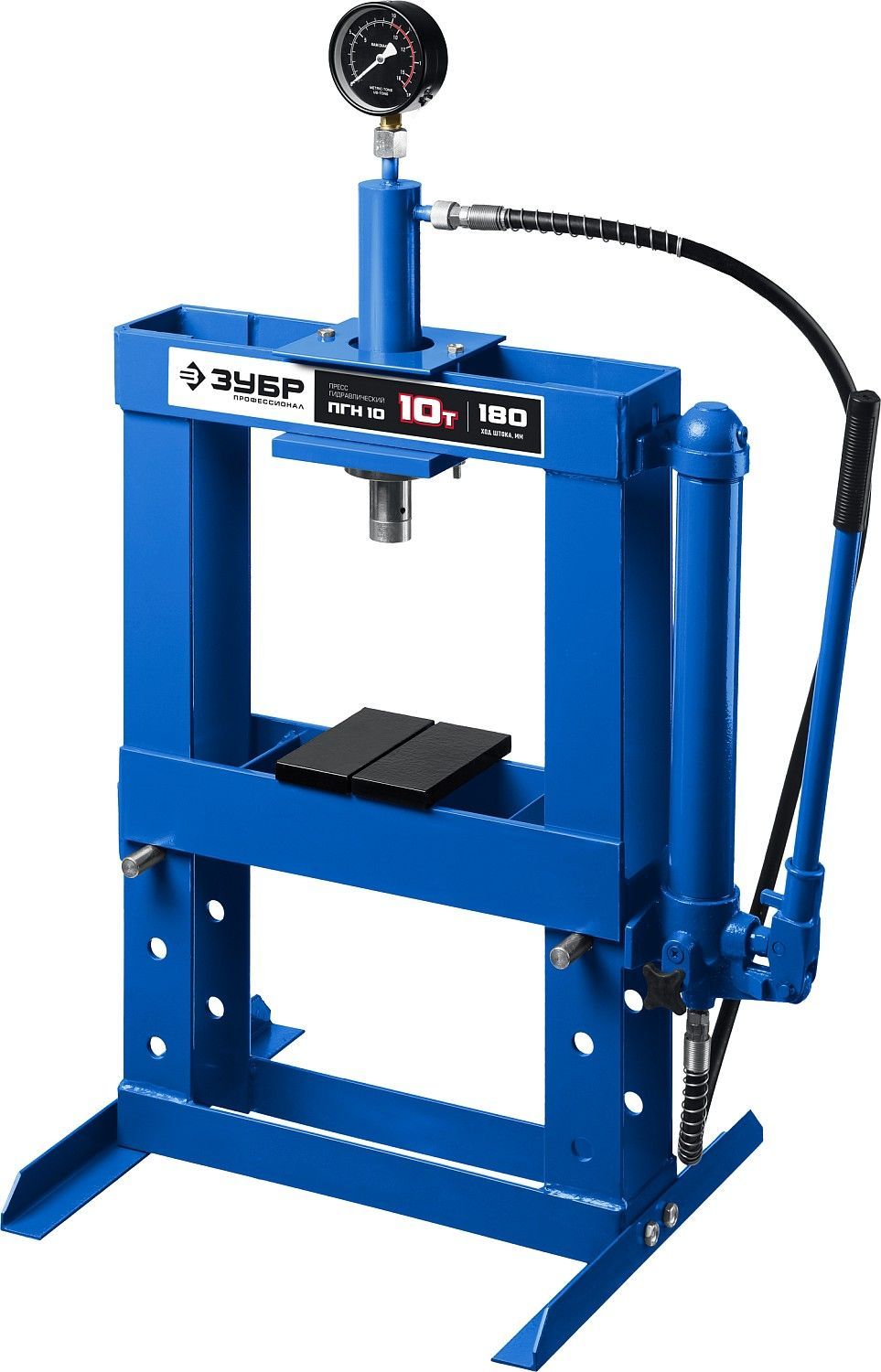 Пресс гидравлический с гидронасосом и манометром, ЗУБР ПГН-10, 10 т,Профессионал (43072-10)